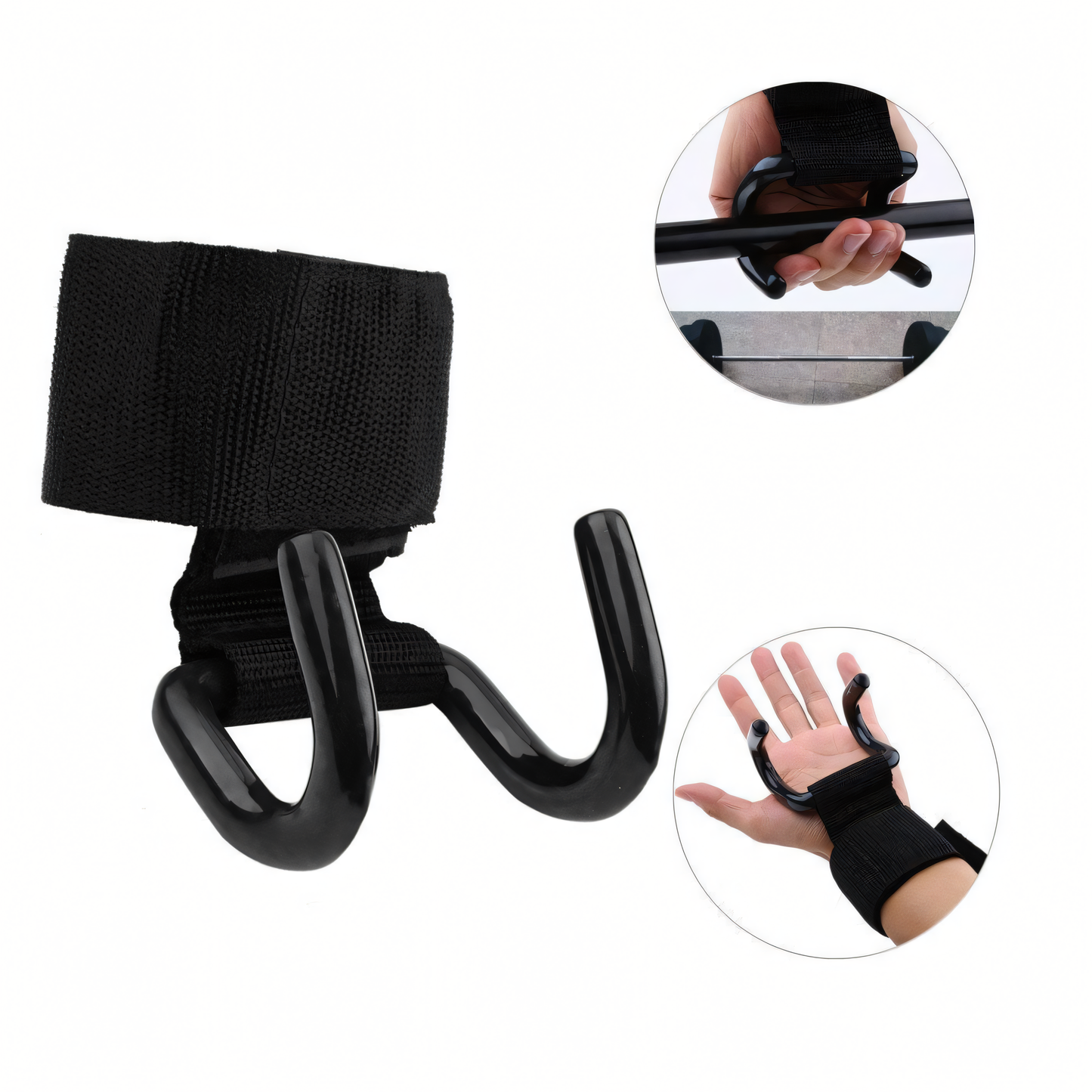 Weight Lifting Rod Hooks Wrist Support (Pair of 1)