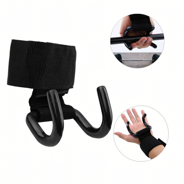 Weight Lifting Rod Hooks Wrist Support (Pair of 1)